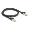Delock RJ45 Netzwerkkabel mit Geflechtmantel Cat.6A S/FTP Stecker zu Stecker 1 m schwarz