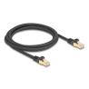 Delock RJ45 Netzwerkkabel mit Geflechtmantel Cat.6A S/FTP Stecker zu Stecker 2 m schwarz