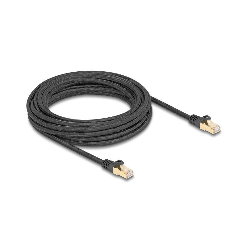 Delock RJ45 Netzwerkkabel mit Geflechtmantel Cat.6A S/FTP Stecker zu Stecker 7,5 m schwarz