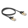 Delock RJ45 Flachband Netzwerkkabel mit Geflechtmantel Cat.6A U/FTP Stecker zu Stecker 0,5 m schwarz