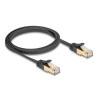 Delock RJ45 Flachband Netzwerkkabel mit Geflechtmantel Cat.6A U/FTP Stecker zu Stecker 1 m schwarz