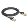 Delock RJ45 Flachband Netzwerkkabel mit Geflechtmantel Cat.6A U/FTP Stecker zu Stecker 2 m schwarz