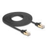 Delock RJ45 Flachband Netzwerkkabel mit Geflechtmantel Cat.6A U/FTP Stecker zu Stecker 5 m schwarz