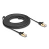 Delock RJ45 Flachband Netzwerkkabel mit Geflechtmantel Cat.6A U/FTP Stecker zu Stecker 7,5 m schwarz