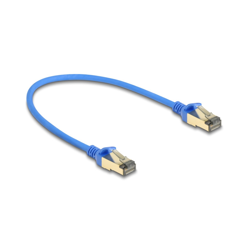 Delock RJ45 Netzwerkkabel Cat.8.1 F/FTP Slim 0,3 m blau