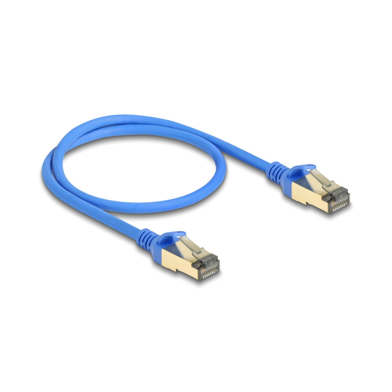 Delock RJ45 Netzwerkkabel Cat.8.1 F/FTP Slim 0,5 m blau