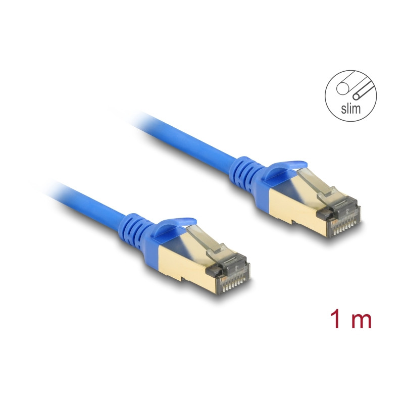 Delock RJ45 Netzwerkkabel Cat.8.1 F/FTP Slim 1 m blau