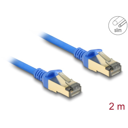 Delock RJ45 Netzwerkkabel Cat.8.1 F/FTP Slim 2 m blau