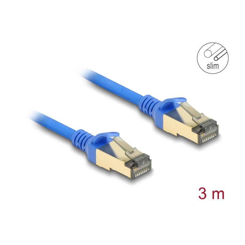 Delock RJ45 Netzwerkkabel Cat.8.1 F/FTP Slim 3 m blau