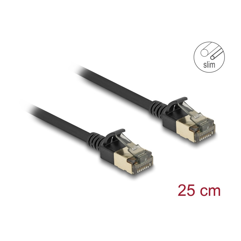 Delock RJ45 Netzwerkkabel Cat.8.1 F/FTP Slim Pro 0,25 m schwarz