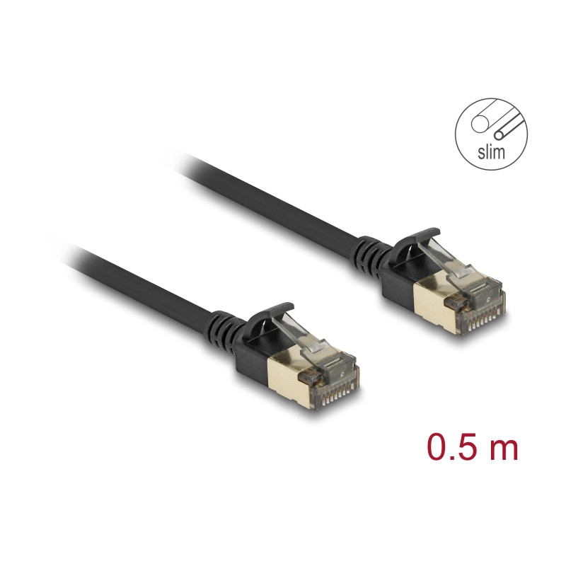 Delock RJ45 Netzwerkkabel Cat.8.1 F/FTP Slim Pro 0,5 m schwarz