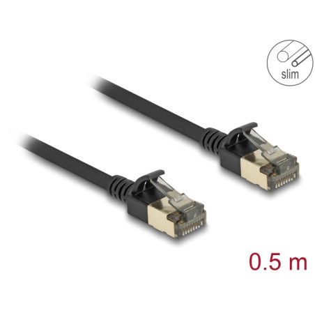 Delock RJ45 Netzwerkkabel Cat.8.1 F/FTP Slim Pro 0,5 m schwarz