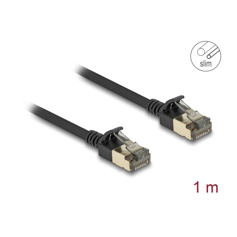 Delock RJ45 Netzwerkkabel Cat.8.1 F/FTP Slim Pro 1 m schwarz