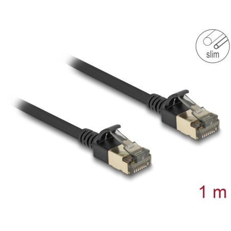 Delock RJ45 Netzwerkkabel Cat.8.1 F/FTP Slim Pro 1 m schwarz