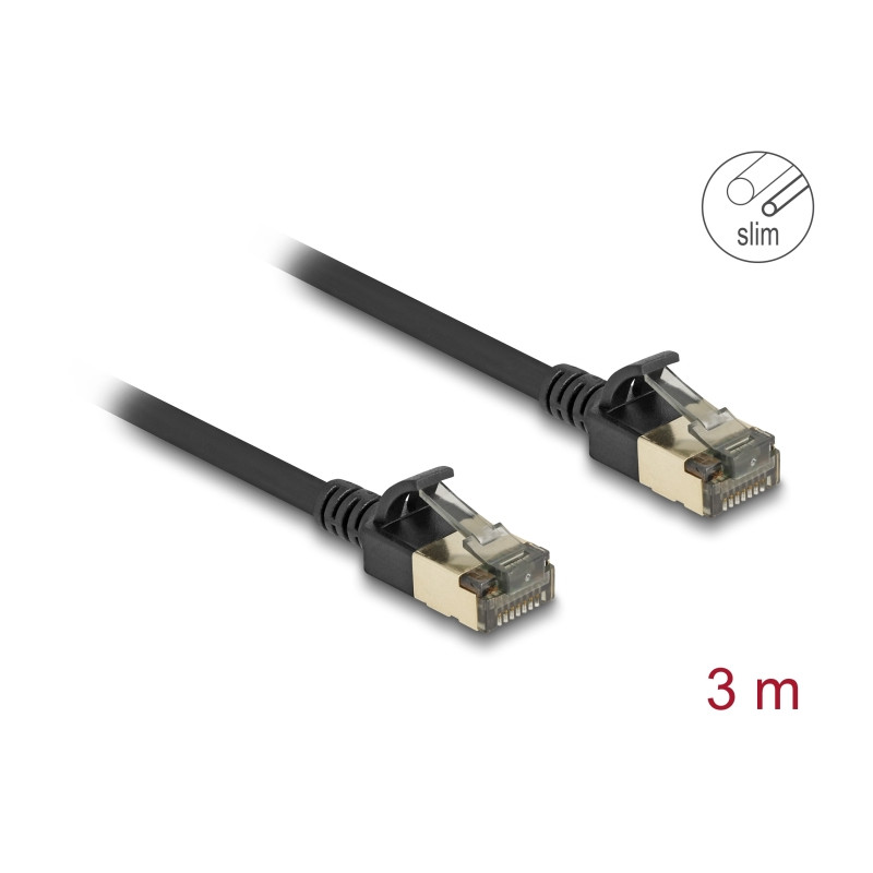 Delock RJ45 Netzwerkkabel Cat.8.1 F/FTP Slim Pro 3 m schwarz