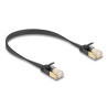 Delock RJ45 Netzwerkkabel Cat.6A Stecker zu Stecker mit robuster Rastnase und Cat.7 Rohflachbandkabel U/FTP 0,3 m schwarz