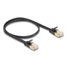 Delock RJ45 Netzwerkkabel Cat.6A Stecker zu Stecker mit robuster Rastnase und Cat.7 Rohflachbandkabel U/FTP 0,5 m schwarz