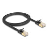 Delock RJ45 Netzwerkkabel Cat.6A Stecker zu Stecker mit robuster Rastnase und Cat.7 Rohflachbandkabel U/FTP 1 m schwarz