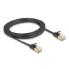 Delock RJ45 Netzwerkkabel Cat.6A Stecker zu Stecker mit robuster Rastnase und Cat.7 Rohflachbandkabel U/FTP 2 m schwarz