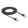 Delock RJ45 Netzwerkkabel Cat.6A Stecker zu Stecker mit robuster Rastnase und Cat.7 Rohflachbandkabel U/FTP 3 m schwarz