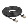 Delock RJ45 Netzwerkkabel Cat.6A Stecker zu Stecker mit robuster Rastnase und Cat.7 Rohflachbandkabel U/FTP 5 m schwarz