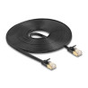 Delock RJ45 Netzwerkkabel Cat.6A Stecker zu Stecker mit robuster Rastnase und Cat.7 Rohflachbandkabel U/FTP 7,5 m schwarz
