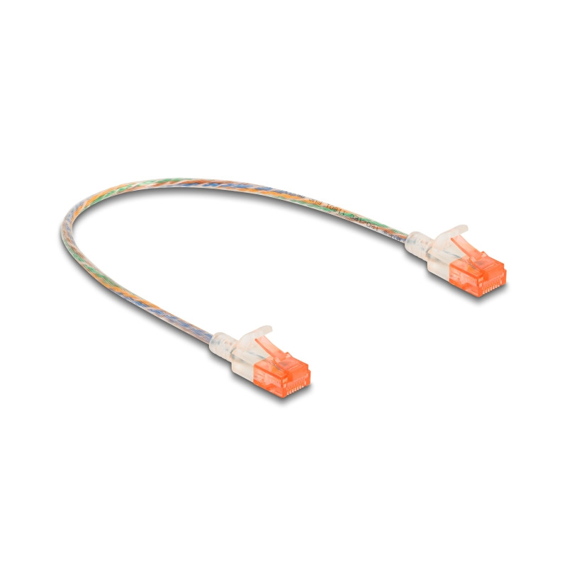 Delock RJ45 Netzwerkkabel Cat.6A U/UTP Slim 0,3 m transparent