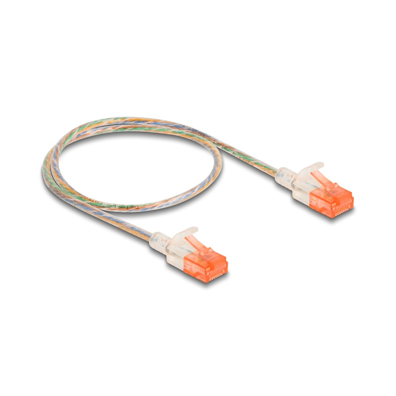 Delock RJ45 Netzwerkkabel Cat.6A U/UTP Slim 0,5 m transparent