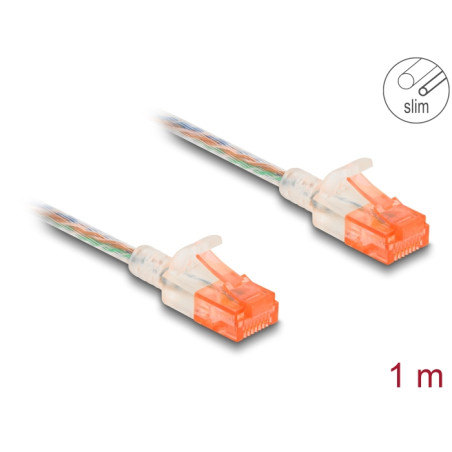 Delock RJ45 Netzwerkkabel Cat.6A U/UTP Slim 1 m transparent