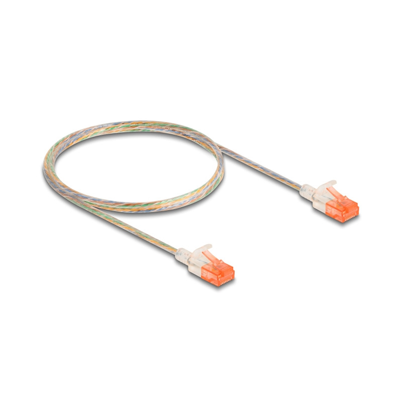 Delock RJ45 Netzwerkkabel Cat.6A U/UTP Slim 1 m transparent
