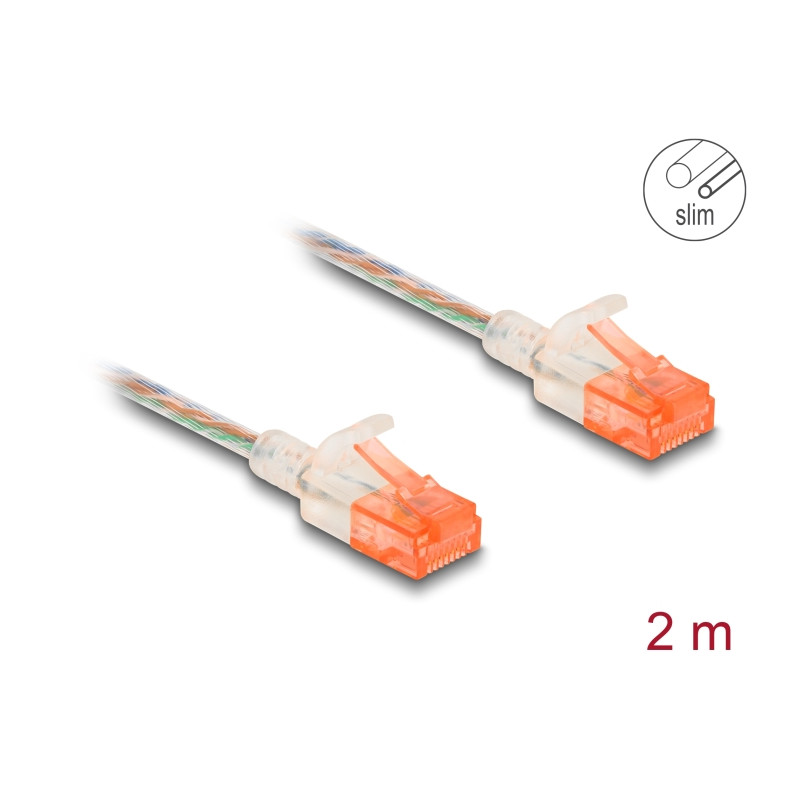 Delock RJ45 Netzwerkkabel Cat.6A U/UTP Slim 2 m transparent
