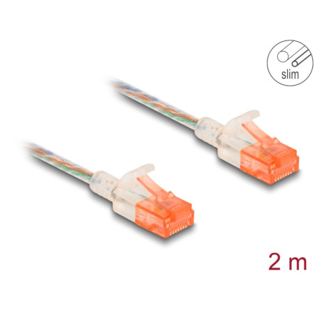 Delock RJ45 Netzwerkkabel Cat.6A U/UTP Slim 2 m transparent
