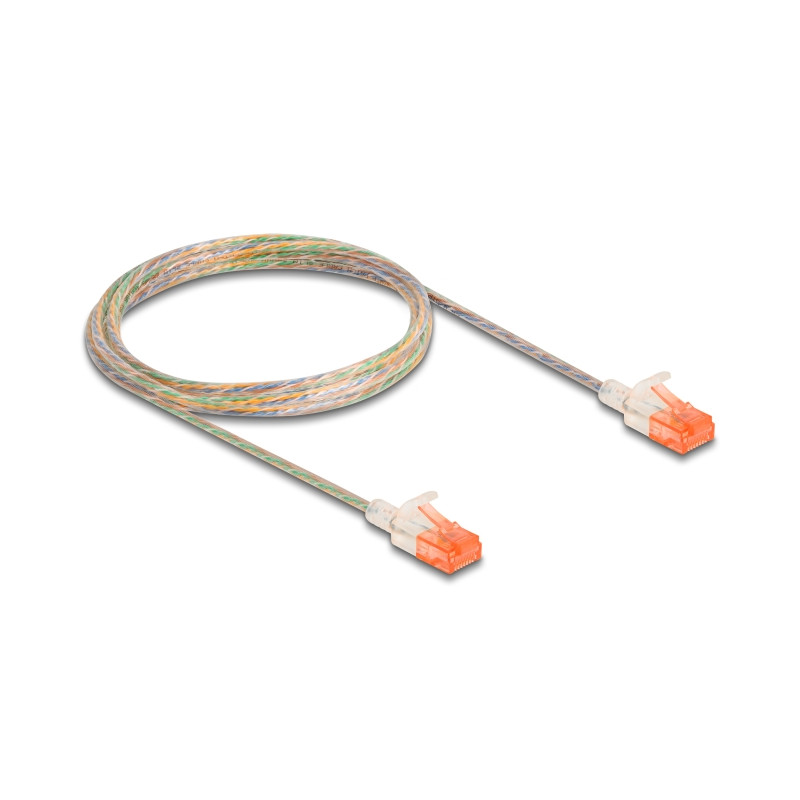 Delock RJ45 Netzwerkkabel Cat.6A U/UTP Slim 2 m transparent