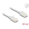 Delock RJ45 Netzwerkkabel Cat.6A Stecker zu Stecker mit robuster Rastnase Industrietauglich U/UTP Slim 0,3 m weiß