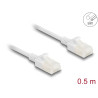 Delock RJ45 Netzwerkkabel Cat.6A Stecker zu Stecker mit robuster Rastnase Industrietauglich U/UTP Slim 0,5 m weiß