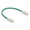 Delock RJ45 Netzwerkkabel Cat.6A Stecker zu Stecker mit gebogener Rastnase U/FTP Slim 0,3 m grün