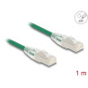 Delock RJ45 Netzwerkkabel Cat.6A Stecker zu Stecker mit gebogener Rastnase U/FTP Slim 1 m grün