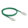 Delock RJ45 Netzwerkkabel Cat.6A Stecker zu Stecker mit gebogener Rastnase U/FTP Slim 1 m grün