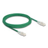 Delock RJ45 Netzwerkkabel Cat.6A Stecker zu Stecker mit gebogener Rastnase U/FTP Slim 3 m grün