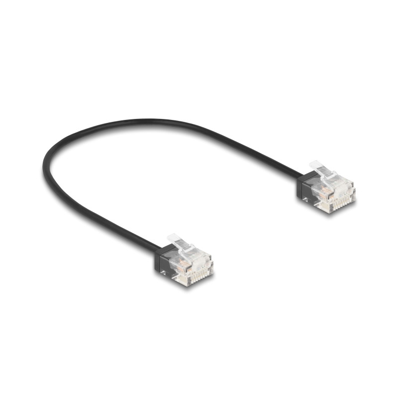 Delock RJ45 Netzwerkkabel Cat.6 UTP Ultra Slim 0,3 m schwarz mit kurzen Steckern