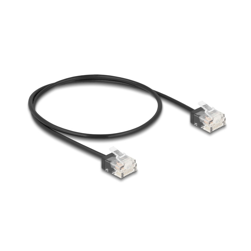 Delock RJ45 Netzwerkkabel Cat.6 UTP Ultra Slim 0,5 m schwarz mit kurzen Steckern