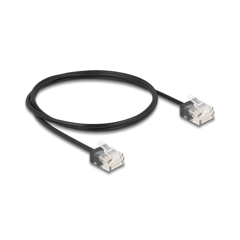 Delock RJ45 Netzwerkkabel Cat.6 UTP Ultra Slim 1 m schwarz mit kurzen Steckern
