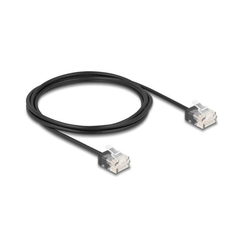 Delock RJ45 Netzwerkkabel Cat.6 UTP Ultra Slim 2 m schwarz mit kurzen Steckern