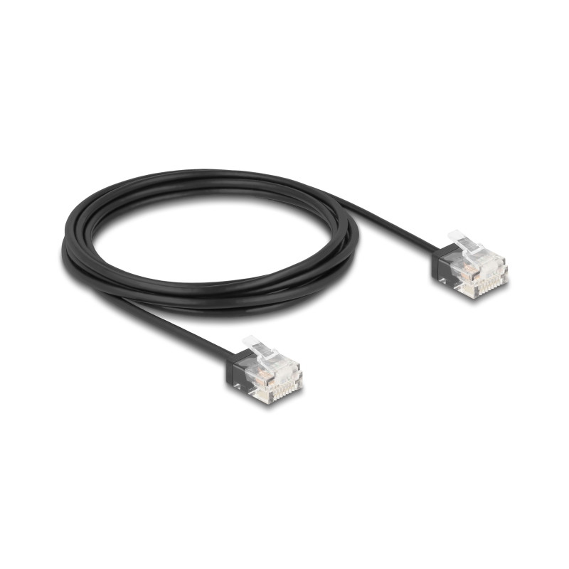 Delock RJ45 Netzwerkkabel Cat.6 UTP Ultra Slim 3 m schwarz mit kurzen Steckern