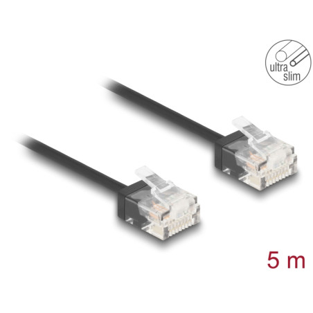 Delock RJ45 Netzwerkkabel Cat.6 UTP Ultra Slim 5 m schwarz mit kurzen Steckern