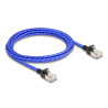 Delock RJ45 Netzwerkkabel mit Geflechtmantel Cat.6A U/FTP Slim 2 m blau
