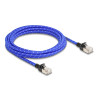 Delock RJ45 Netzwerkkabel mit Geflechtmantel Cat.6A U/FTP Slim 3 m blau