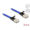 Delock RJ45 Flachband Netzwerkkabel mit Geflechtmantel Cat.6A U/FTP 0,5 m blau