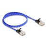 Delock RJ45 Flachband Netzwerkkabel mit Geflechtmantel Cat.6A U/FTP 0,5 m blau