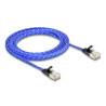 Delock RJ45 Flachband Netzwerkkabel mit Geflechtmantel Cat.6A U/FTP 2 m blau